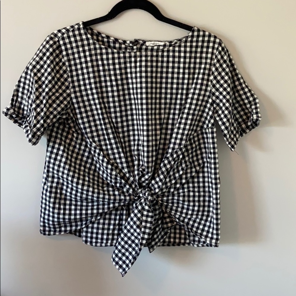 Gingham tie front top
